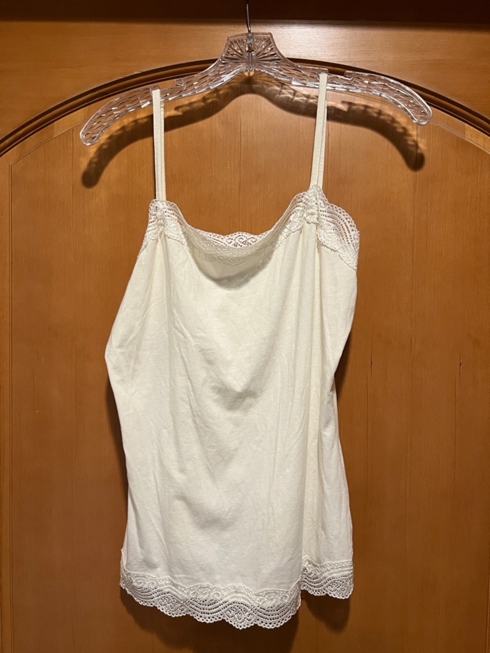 Women's Cream Lace Trim Camisole Top